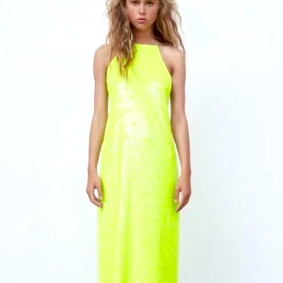 Sequin bright green Zara dress. Worn once for the Eras tour! - Picture 1 of 3